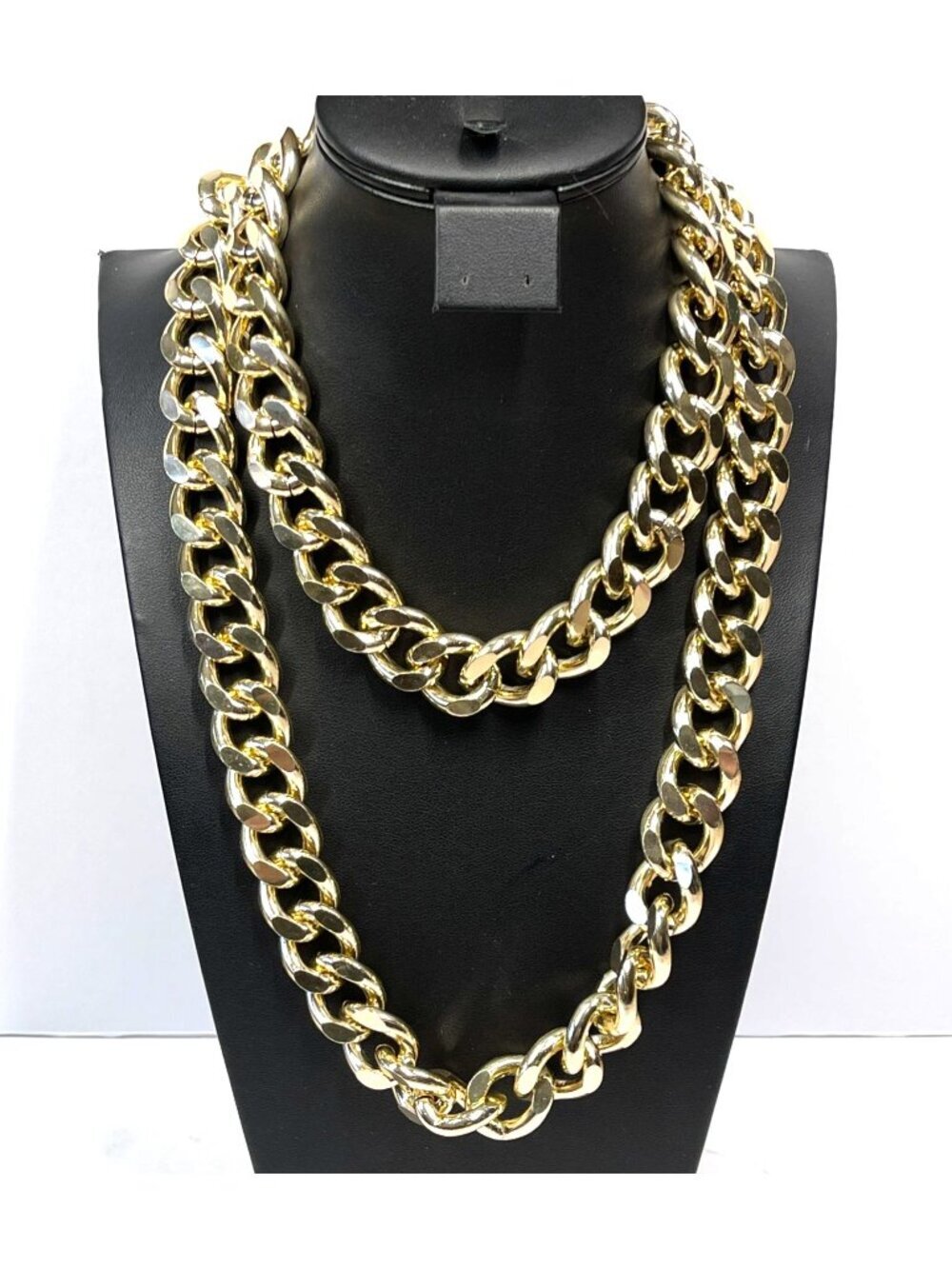 Lightweight Gold-Tone Chunky Chain Necklace 41" Long Bold Statement Jewelry